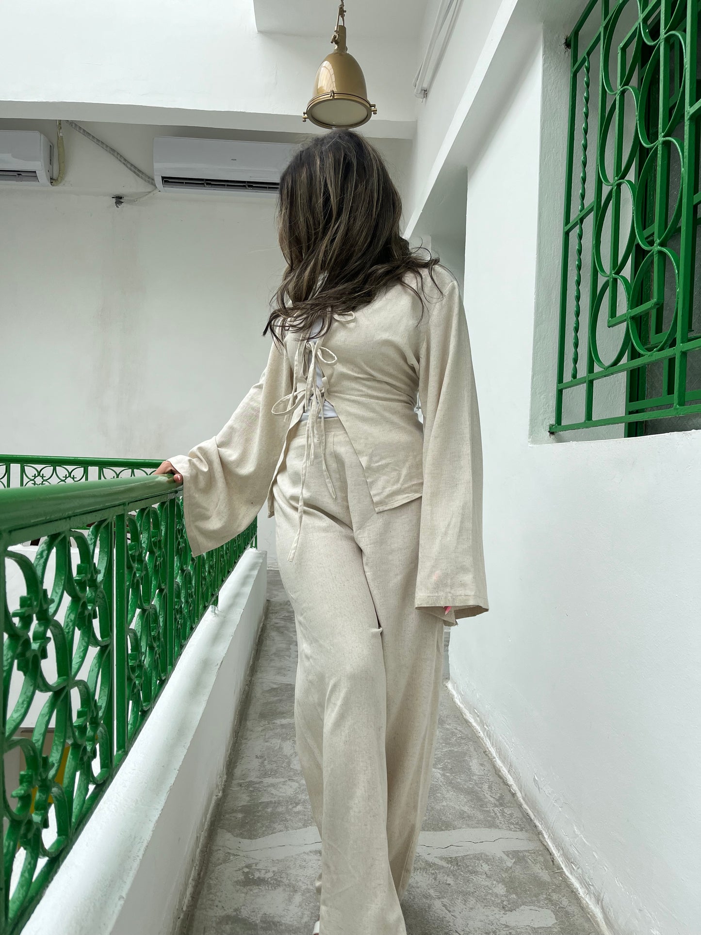 Beige linen set