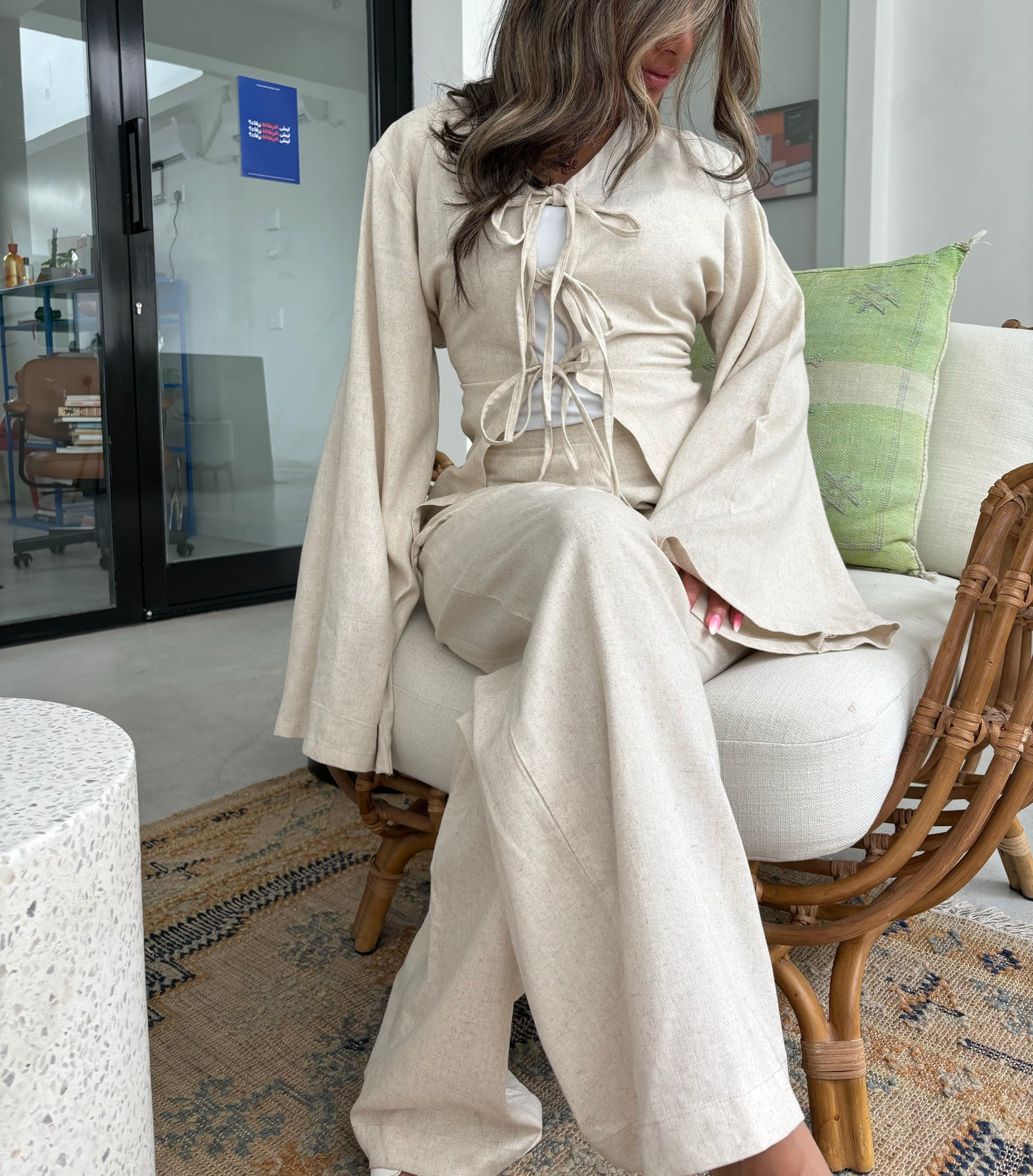 Beige linen set