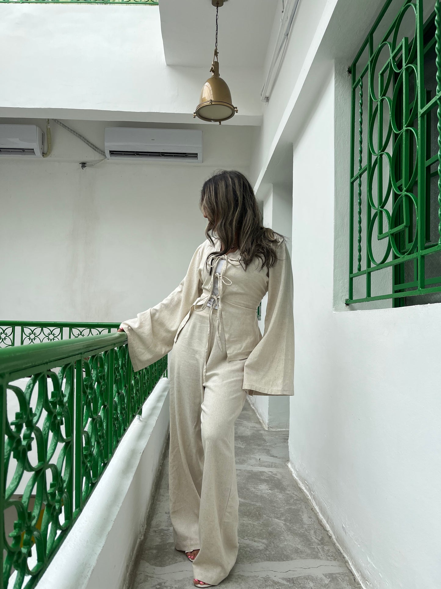 Beige linen set