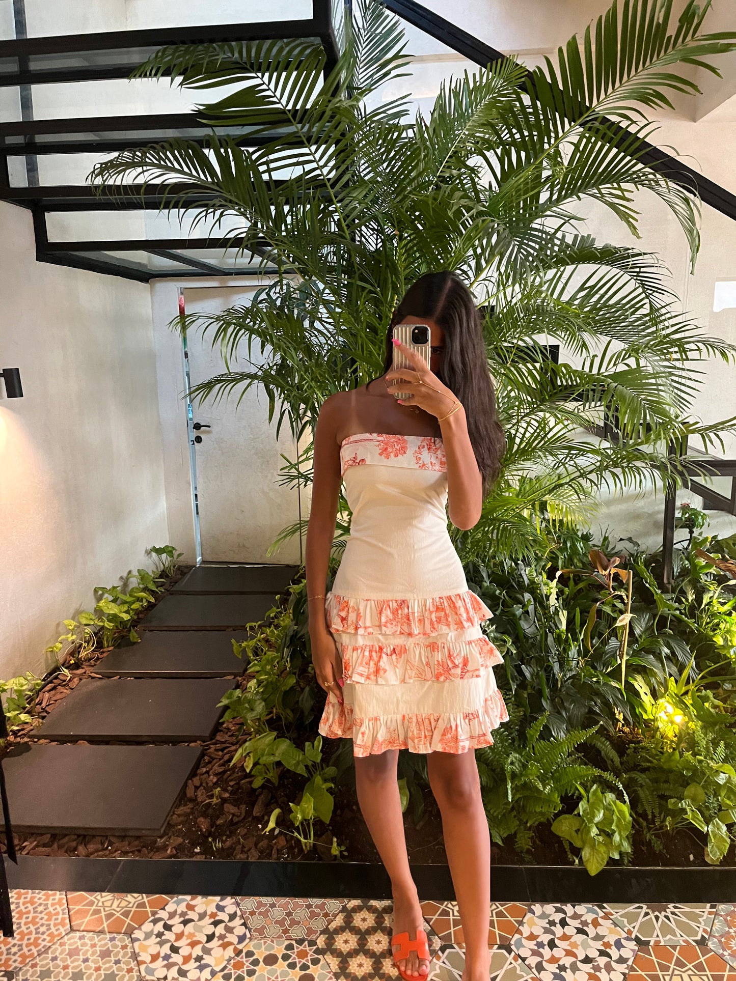 Orange ruffles dress